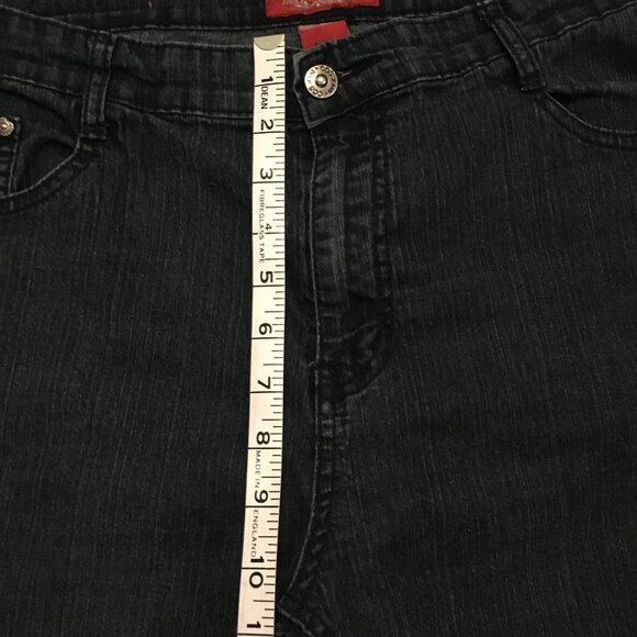 Cos Jeans Dark Navy Blue Ramie Cuffed Capri With Black Rhinestones Stamp - Picture 12 of 14